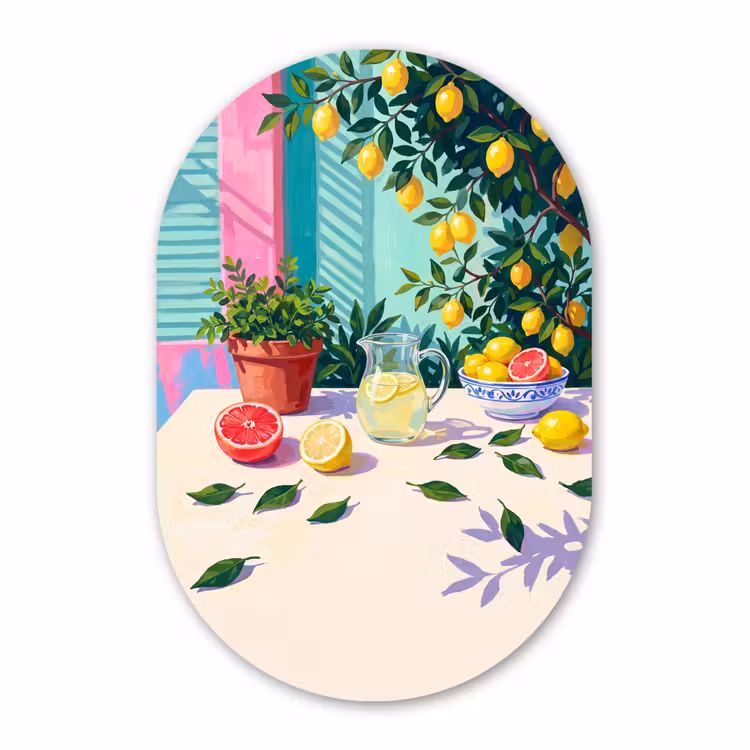 Muurovaal aluminium - Citroen limonade zomer — 1