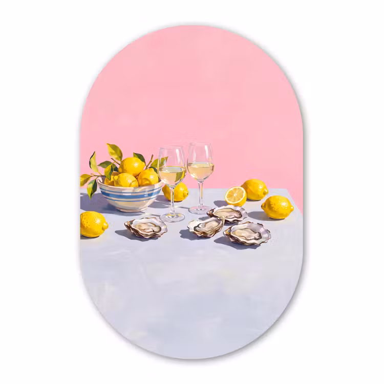 Muurovaal aluminium - Citroen - Wijn - Eten — 1
