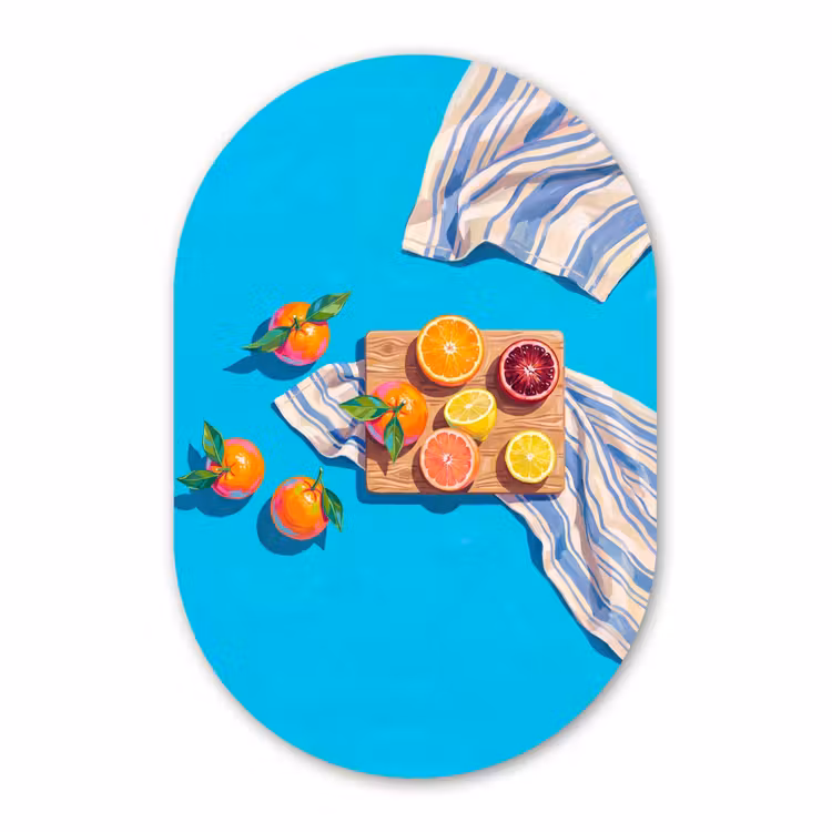 Muurovaal aluminium - Fruit - Snijplank - Blauw — 1