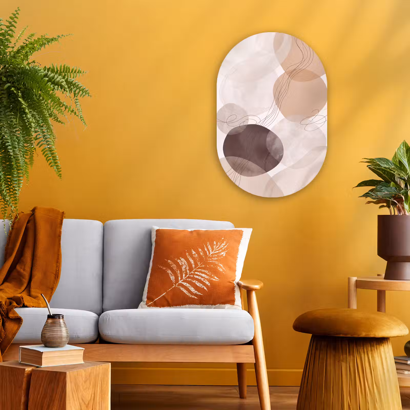 Muurovaal - Kunststof - Abstractie - Beige - Modern — 1