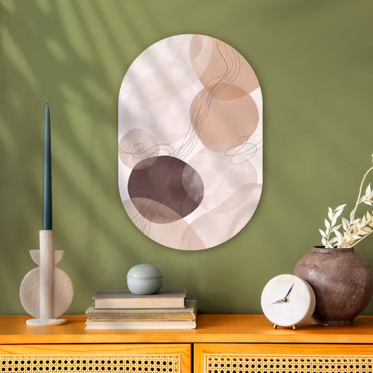Muurovaal - Kunststof - Abstractie - Beige - Modern — 2