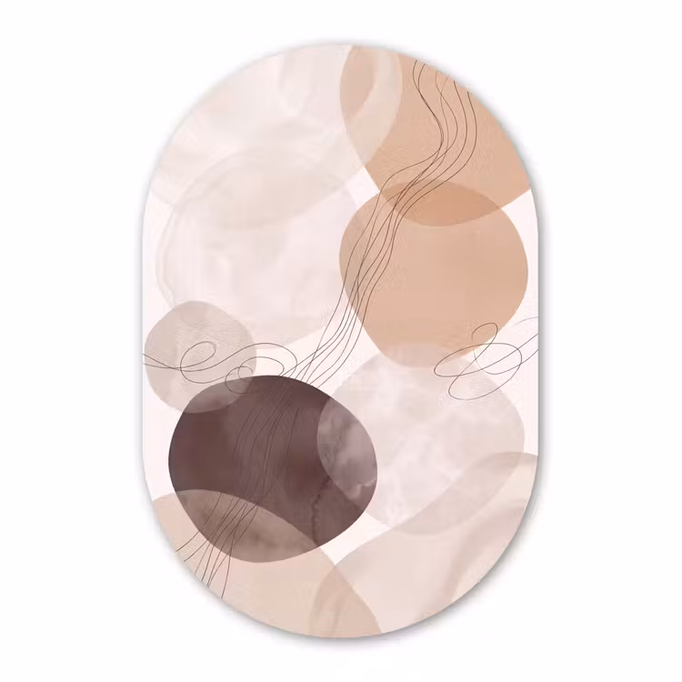 Muurovaal - Glas - Abstractie - Beige - Modern — 1