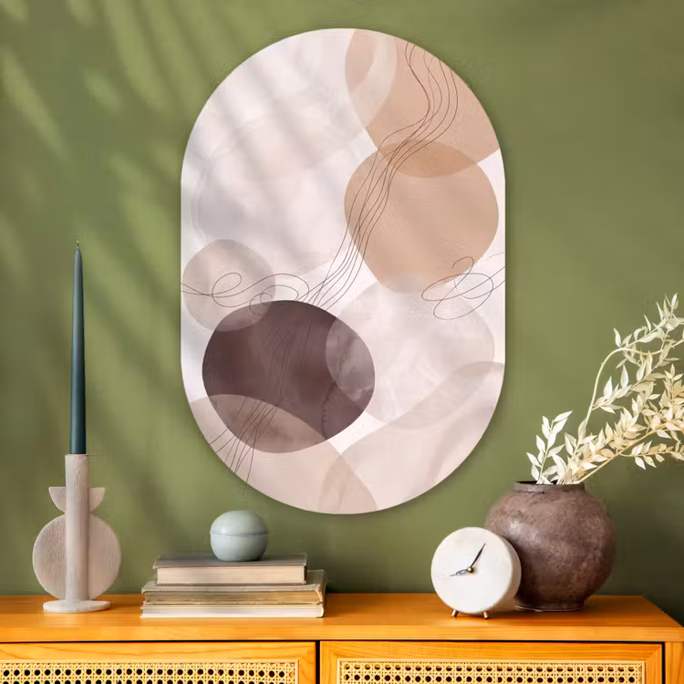 Muurovaal - Glas - Abstractie - Beige - Modern — 2