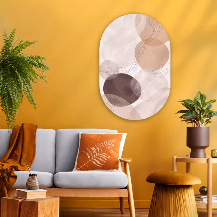 Muurovaal - Glas - Abstractie - Beige - Modern — 3