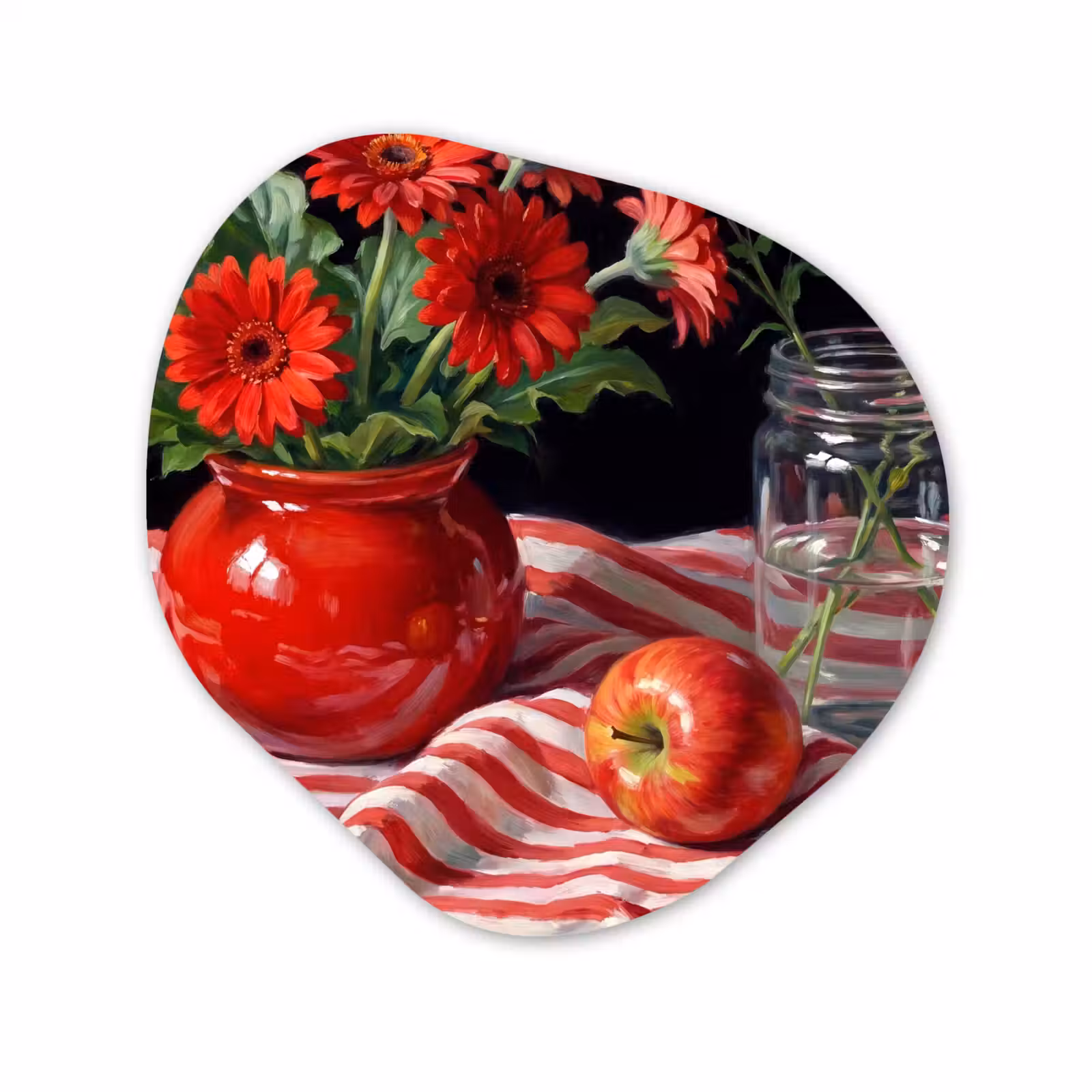 Organisch schilderij - Glas - Rode bloemen - Vaas — 1