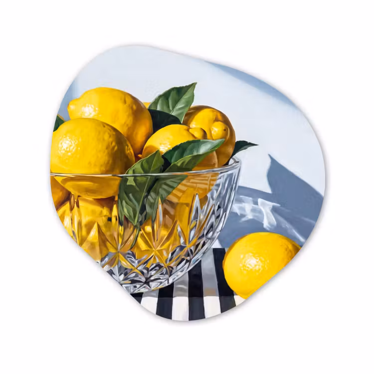 Organisch schilderij - Glas - Citroenen - Fruit - Geel — 1