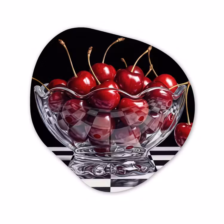 Organisch schilderij - Glas - Eten - Kersen - Rood — 1