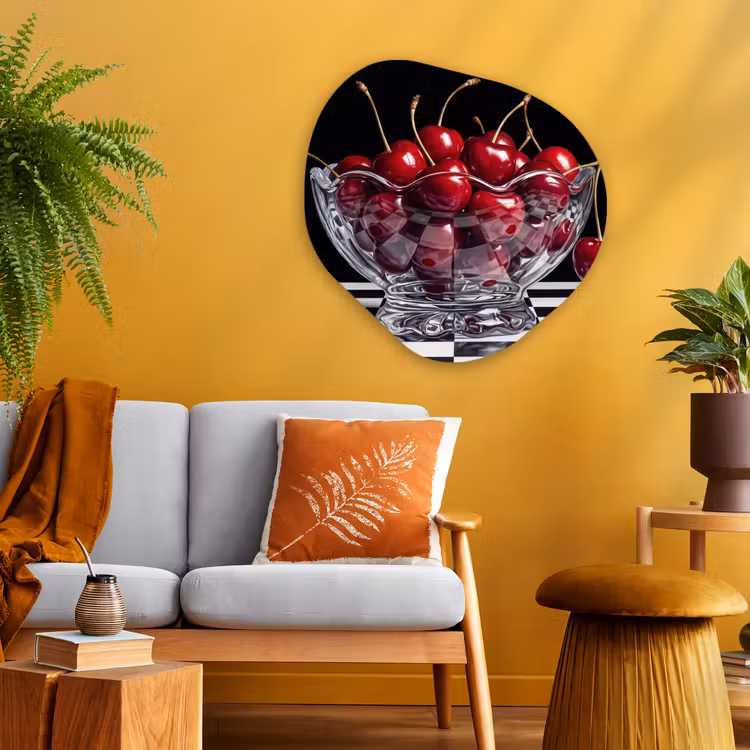 Organisch schilderij - Glas - Eten - Kersen - Rood — 3