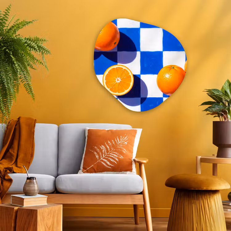 Organisch schilderij - Glas - Sinaasappel - Geruit - Eten — 3