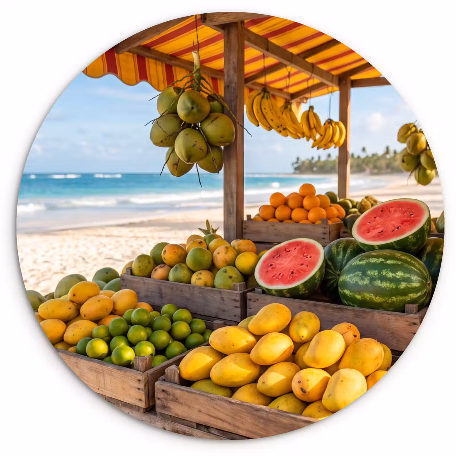 Wandcirkel - Glas - Fruit - Strand - Tropisch — 1