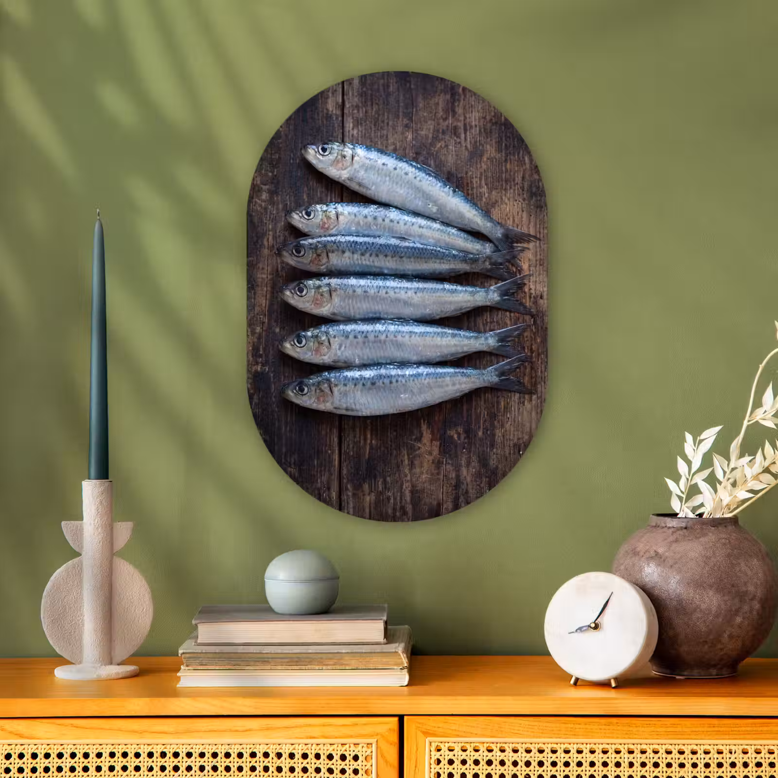 Muurovaal - Kunststof - Vis - Hout - Eten — 1
