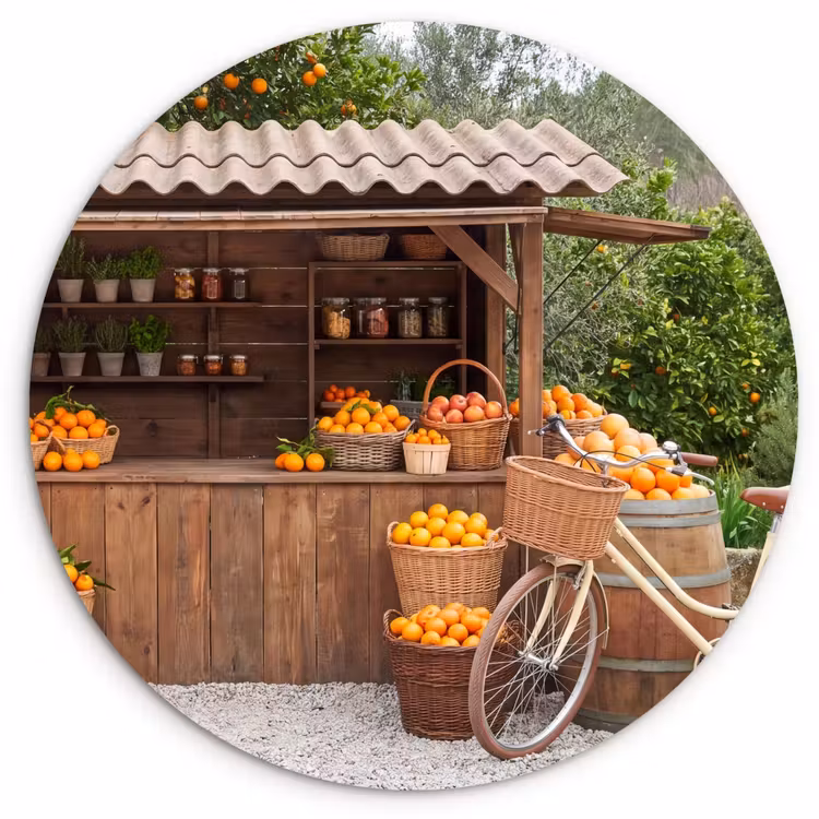 Wandcirkel - Glas - Fruit - Markt - Landelijk — 1