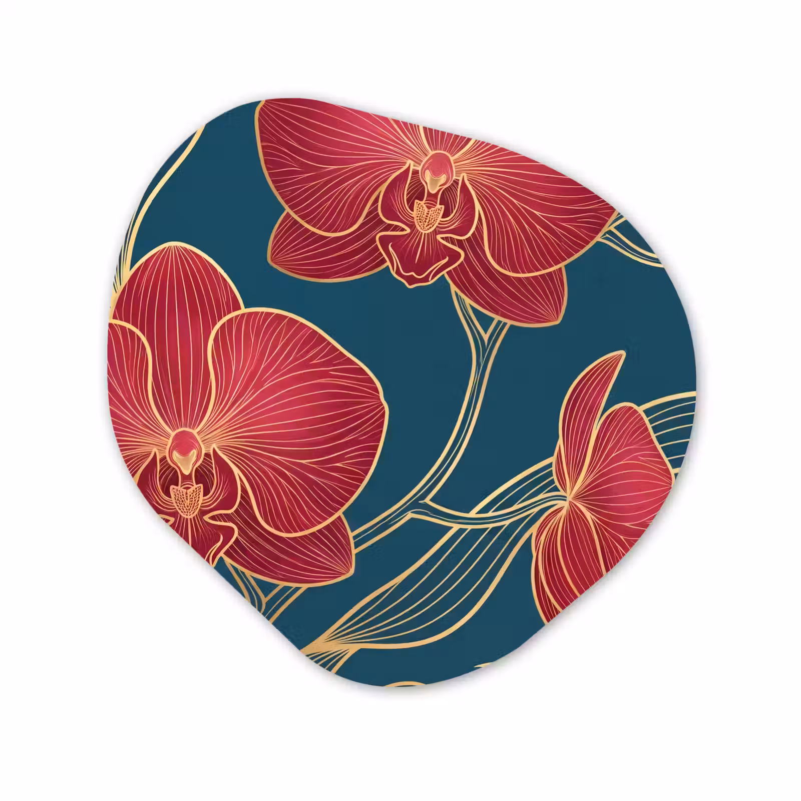 Organisch schilderij - Glas - Bloemen - Rood - Goud — 1