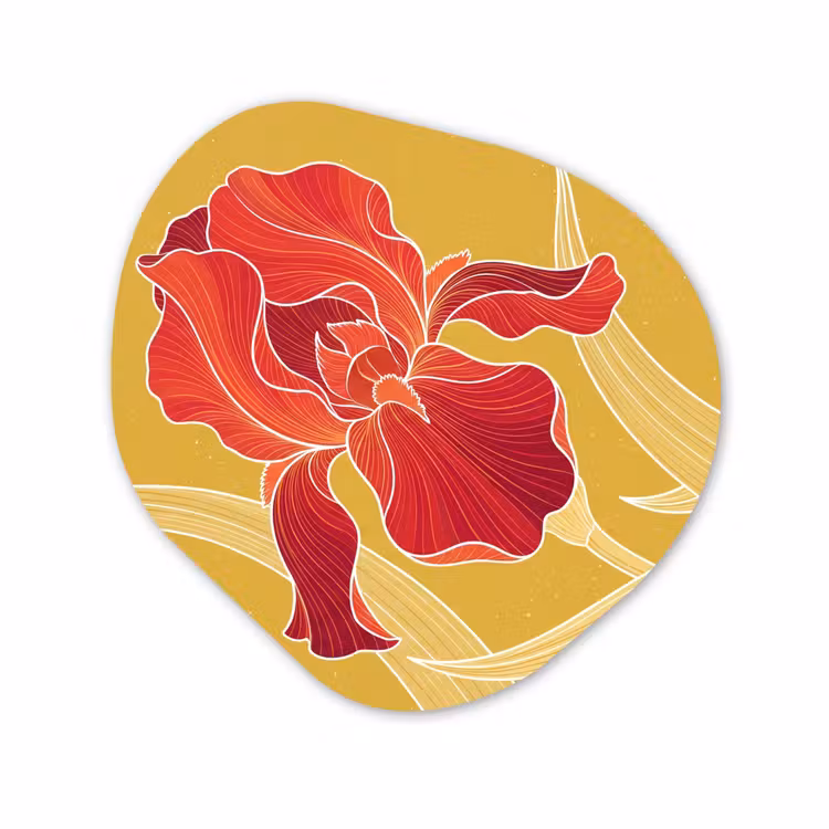 Organisch schilderij - Glas - Bloemen - Illustratie - Rood — 1
