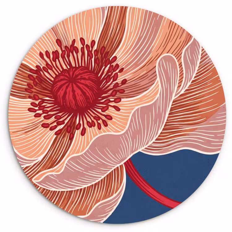 Wandcirkel - Glas - Bloemen - Modern - Abstract — 1