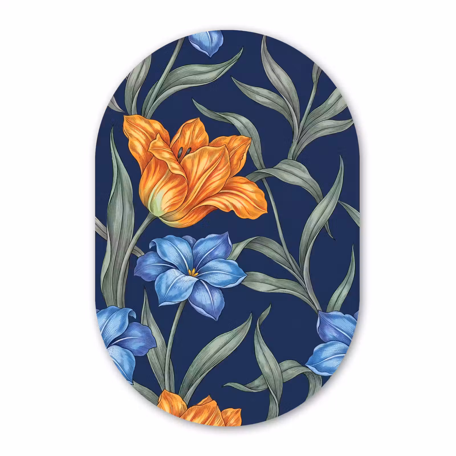 Muurovaal - Glas - Bloemen - Botanisch - Patroon — 1