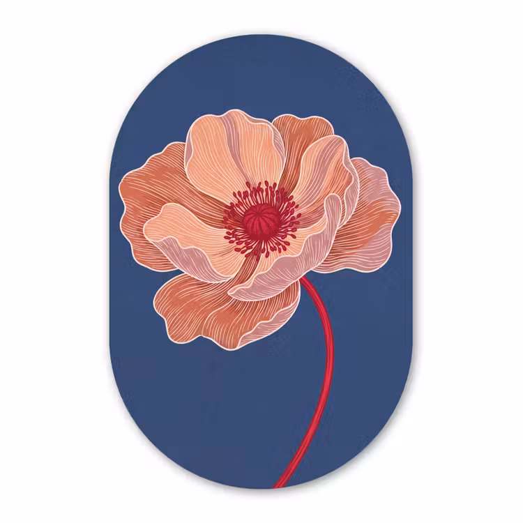 Muurovaal - Glas - Bloemen - Modern - Abstract — 1