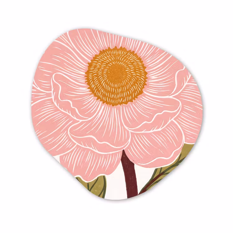 Organisch schilderij - Glas - Bloemen - Roze - Illustratie — 1