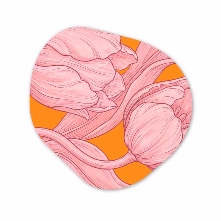 Organisch schilderij - Glas - Roze bloemen - Modern — 1