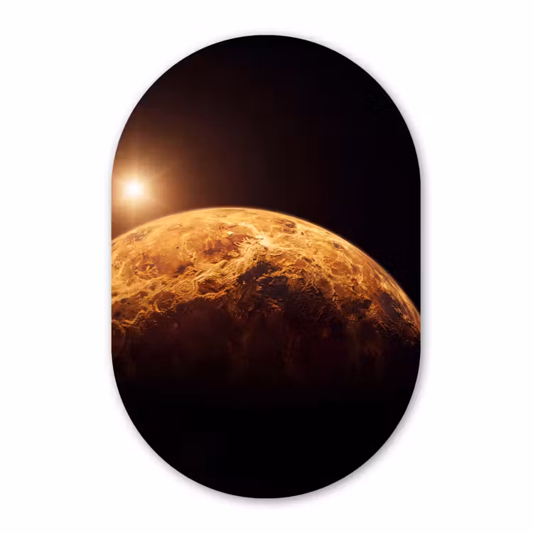 Muurovaal - Glas - Planeet - Ruimte - Oranje — 1