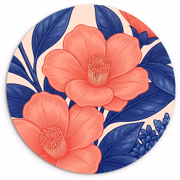 Wandcirkel - Glas - Bloemen - Bladeren - Botanisch — 1