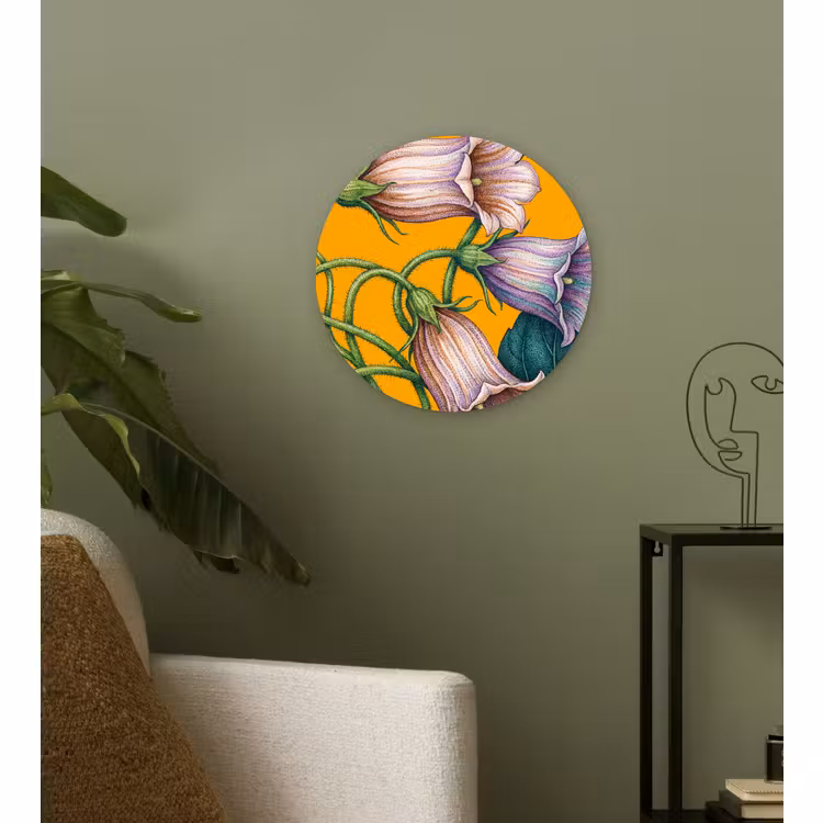 Wandcirkel - Glas - Bloemen - Botanisch - Geel — 3