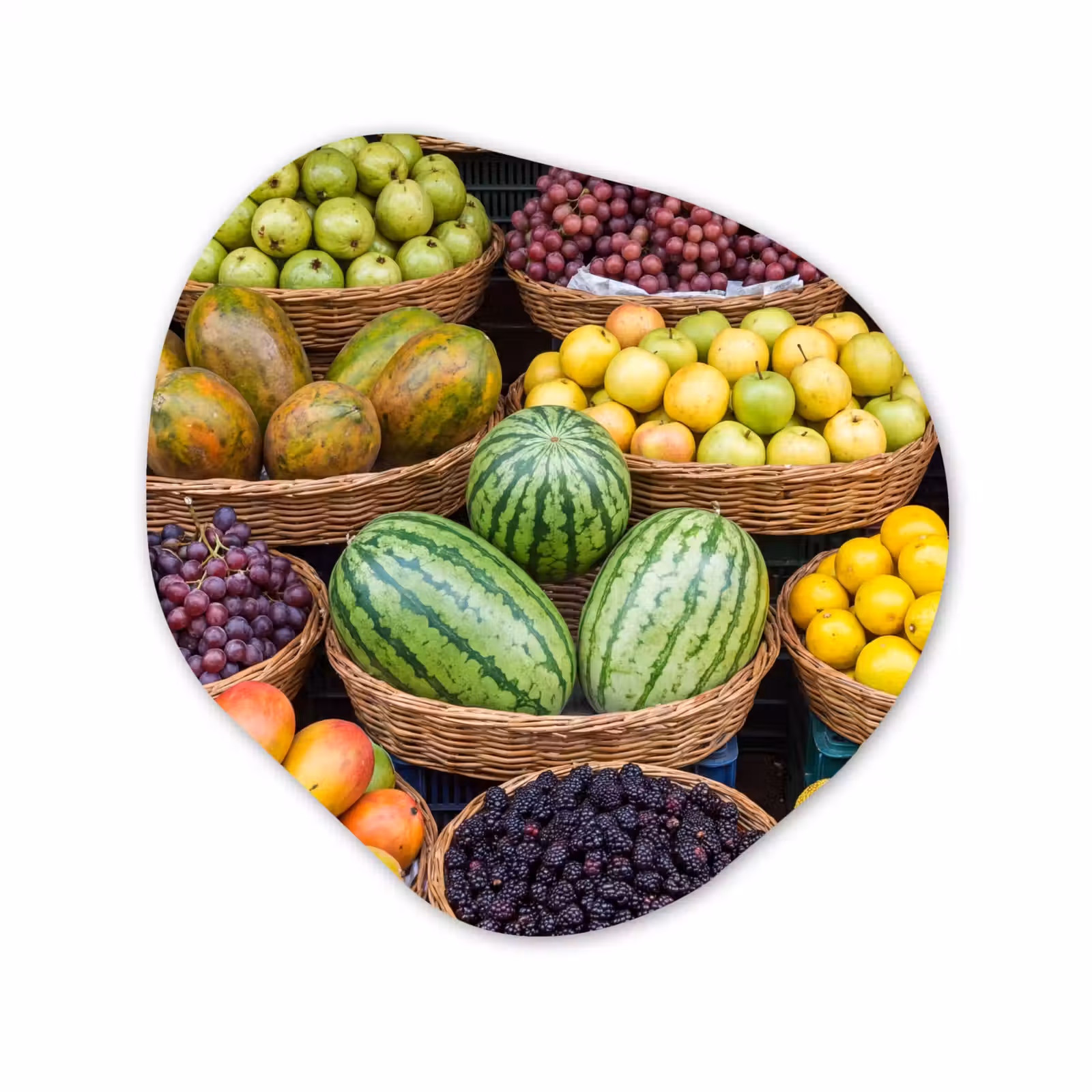 Organisch schilderij - Glas - Fruit - Markt - Kleurrijk — 1
