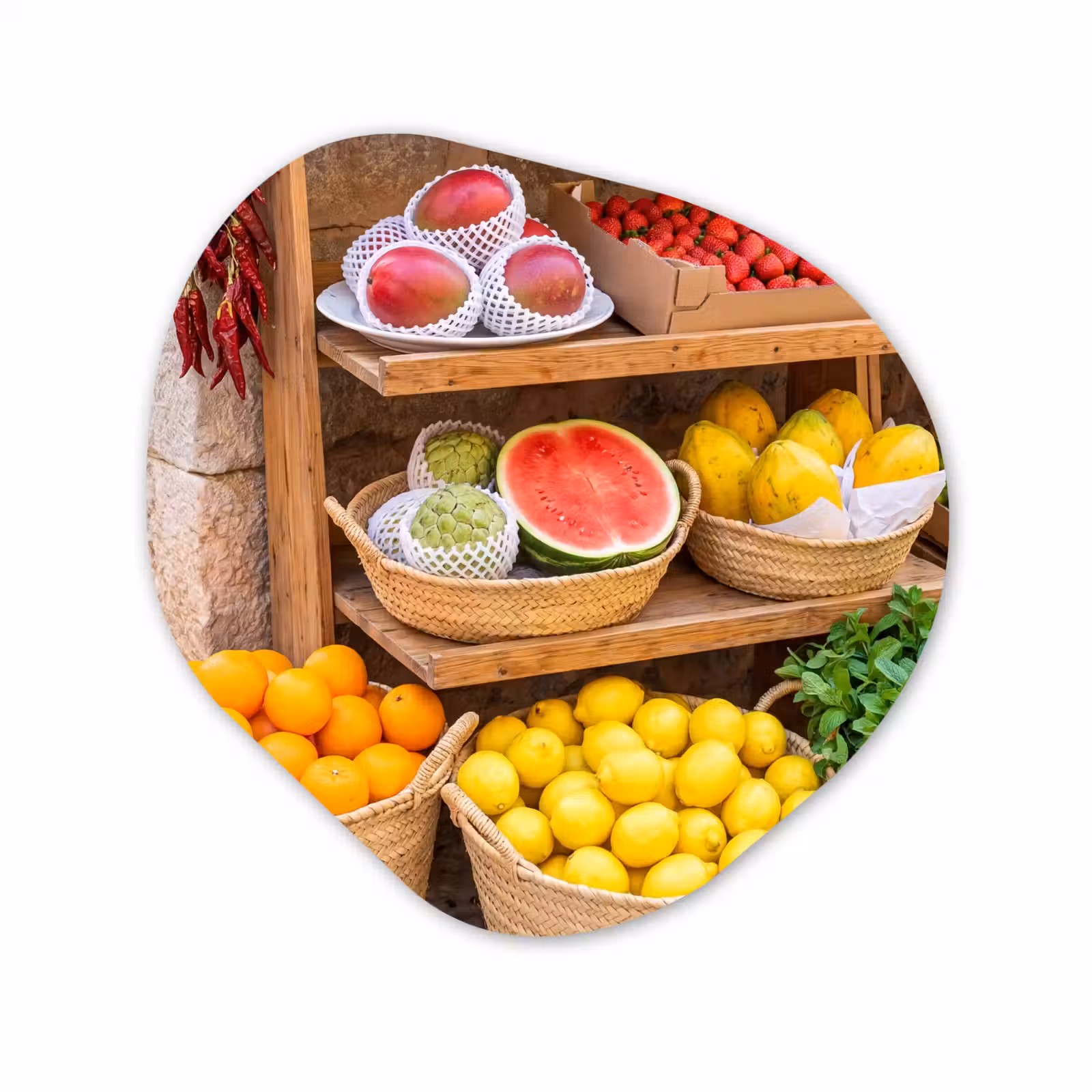 Organisch schilderij - Glas - Fruit - Markt - Vers — 1