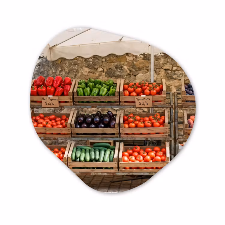 Organisch schilderij - Glas - Eten - Markt - Vers — 1