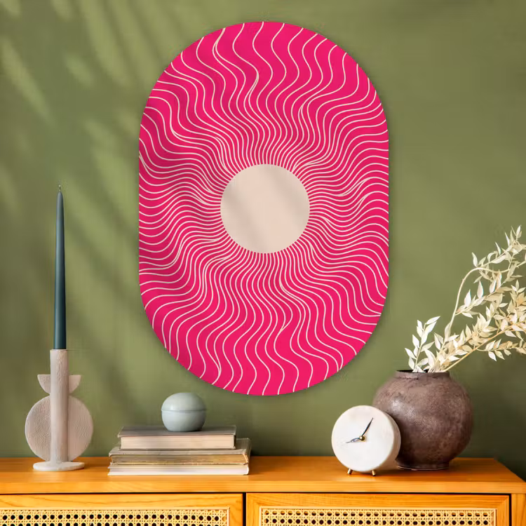 Muurovaal - Glas - Abstract - Patroon - Roze — 2