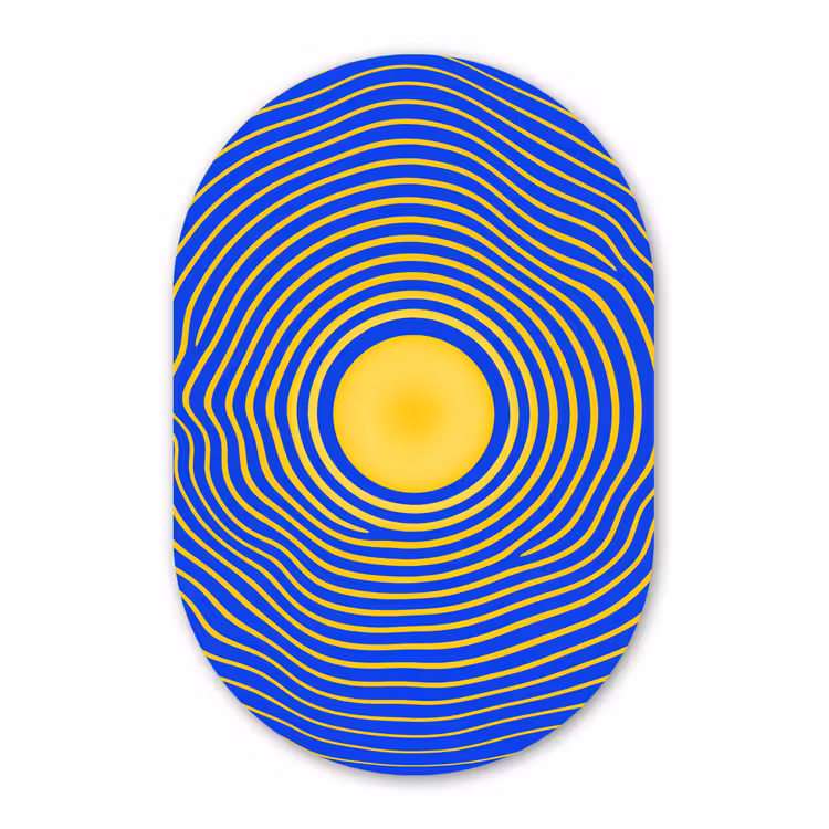 Muurovaal - Glas - Abstract patroon - Blauw — 1