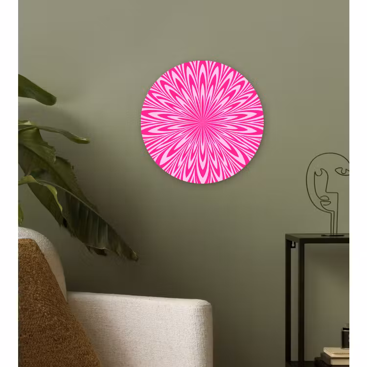 Wandcirkel - Glas - Patroon - Optisch - Roze — 3