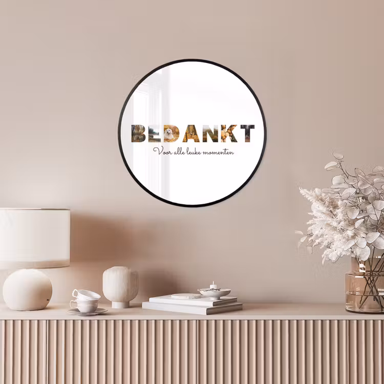Gepersonaliseerde ronde fotolijst - Bedankt - Lettercollage — 5