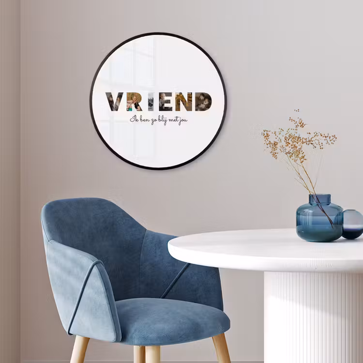 Gepersonaliseerde ronde fotolijst - Vriend - Lettercollage — 4