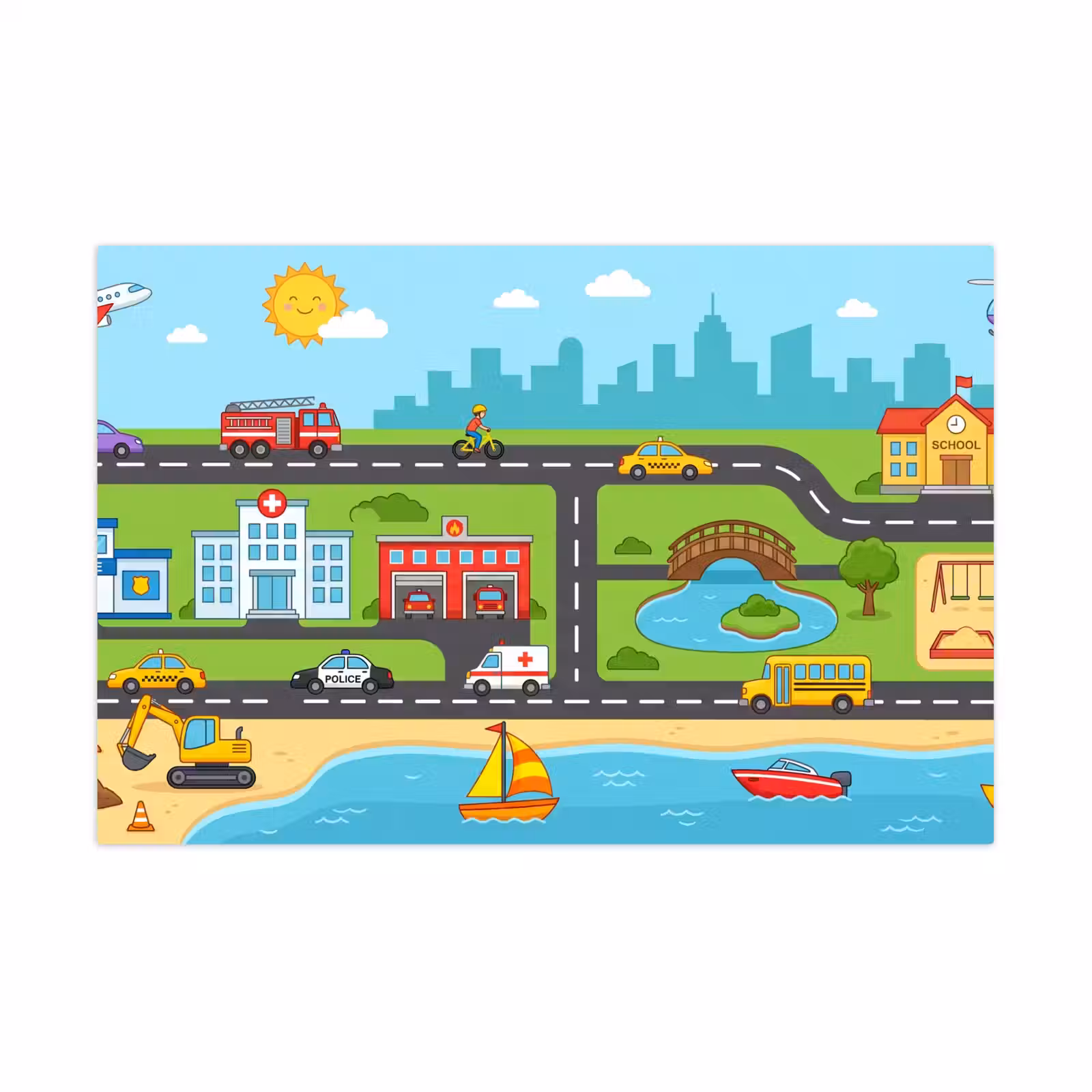 Speelkleed - Stad - Verkeer - Cartoon — 1