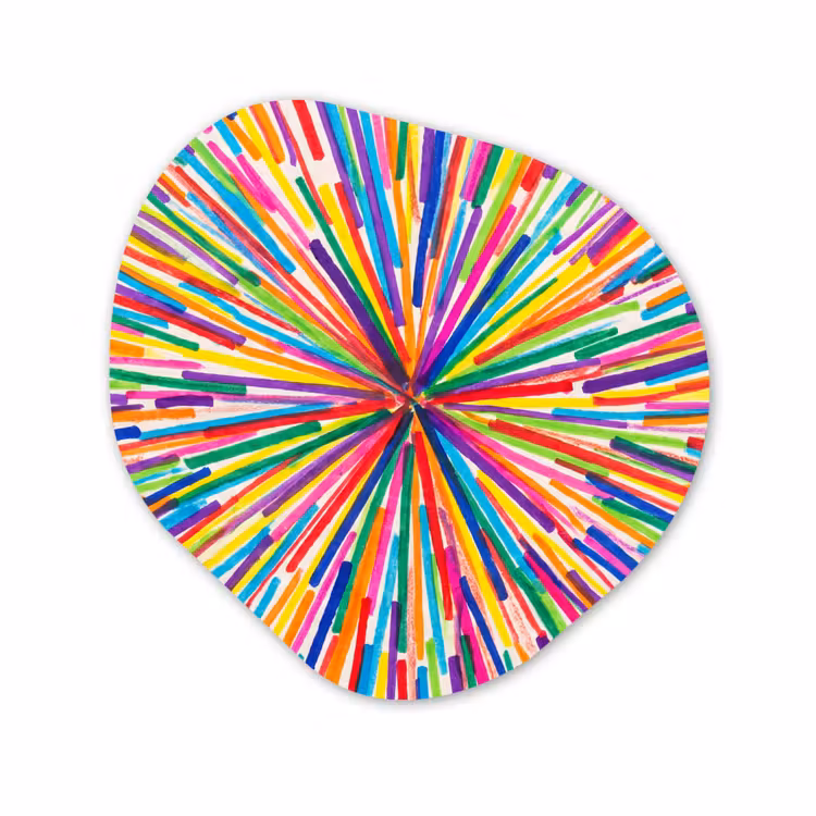Organisch schilderij - Glas - Lijnen - Kleurrijk - Abstract — 1