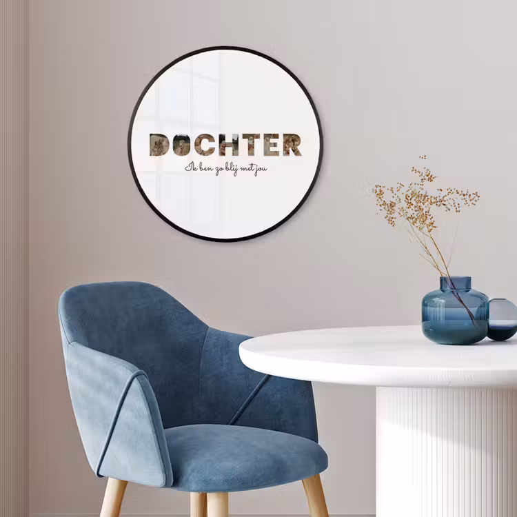 Gepersonaliseerde ronde fotolijst - Dochter - Lettercollage — 4