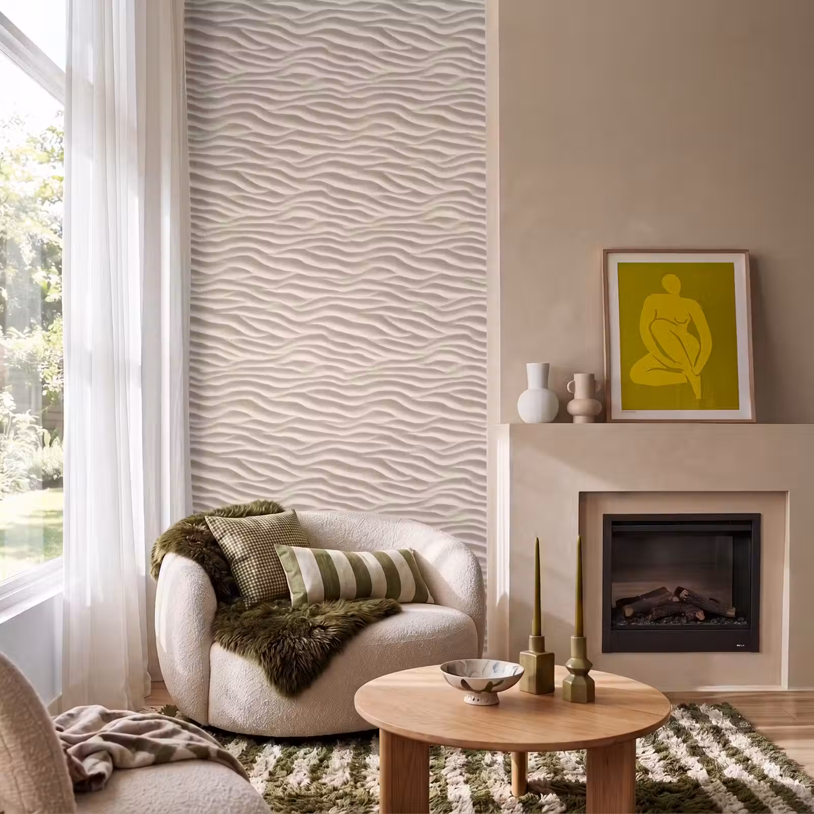 Behang - Zand - Golven - Beige — 1