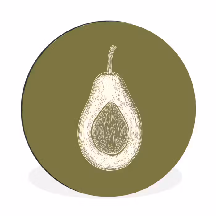 Wandcirkel - Aluminium - Avocado - Minimalistisch - Illustratie - Groen