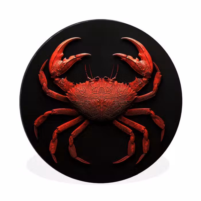 Wandcirkel - Aluminium - Krab - Rood - Vissen - Schaaldieren