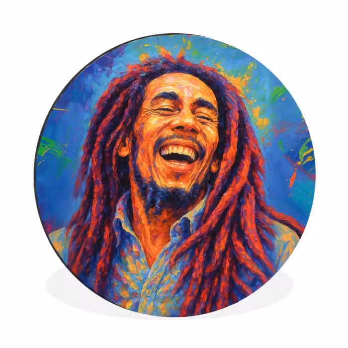 Wandcirkel - Aluminium - Regenboogkleuren - Man - schilderij