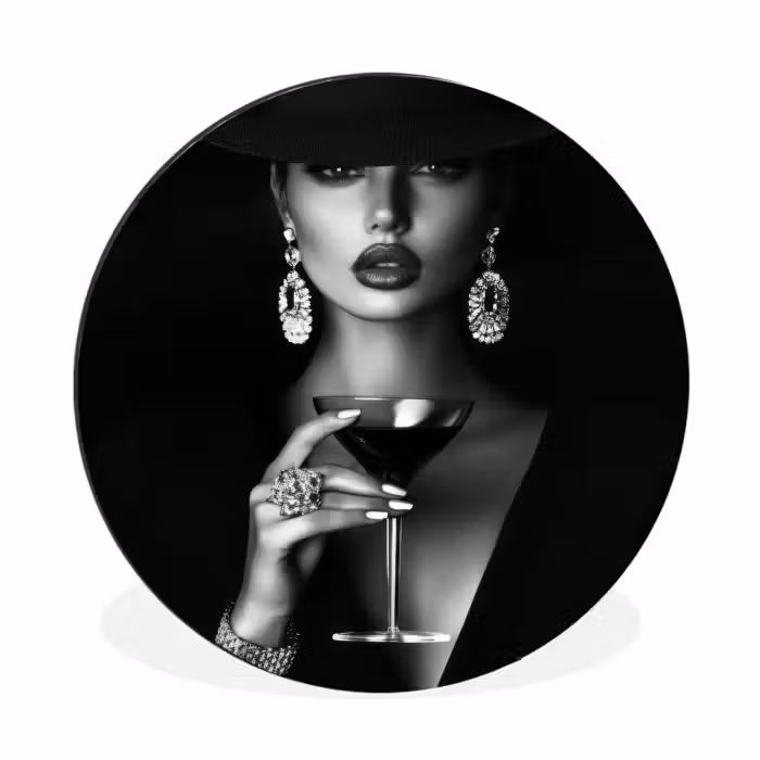 Wandcirkel - Aluminium - Vrouw - Cocktail - Chic