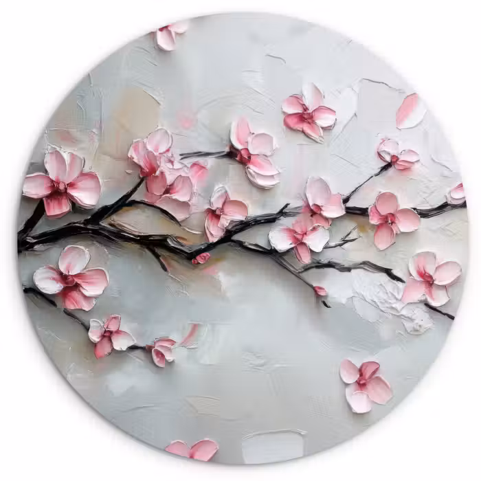 Wandcirkel - Glas - Bloesem - Kunstzinnig - Roze - Sakura