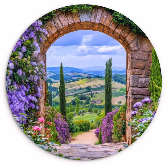 Wandcirkel - Glas - Doorkijk - Toscane - Landschap - Poort