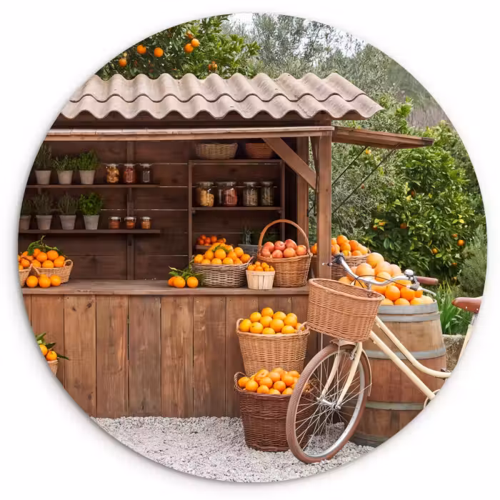 Wandcirkel - Glas - Fruit - Markt - Landelijk