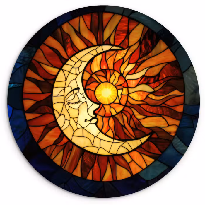 Wandcirkel - Glas - Mozaïek - Glas - Maan - Donkerblauw