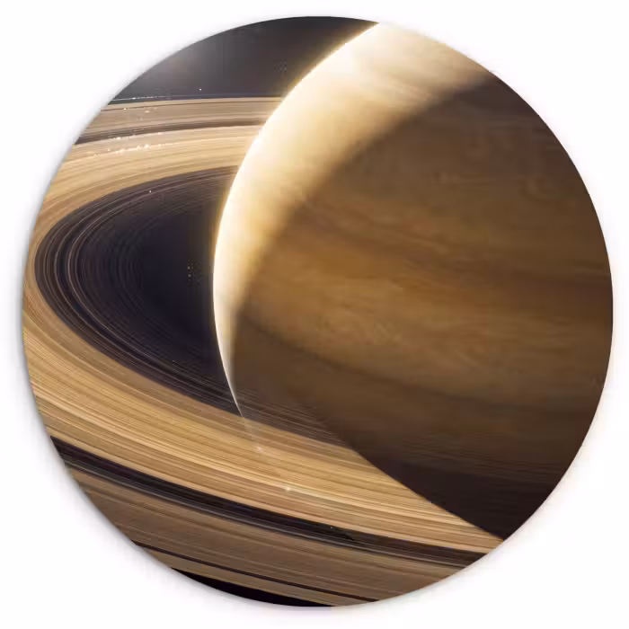 Wandcirkel - Glas - Planeet - Ringen - Ruimte