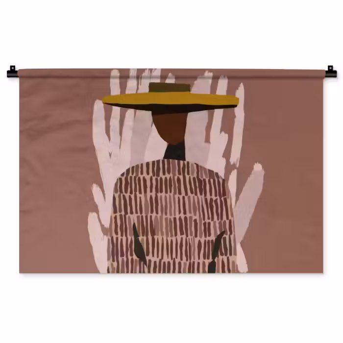 Wandkleed - Abstract - Figuur - Illustratie - Hoed
