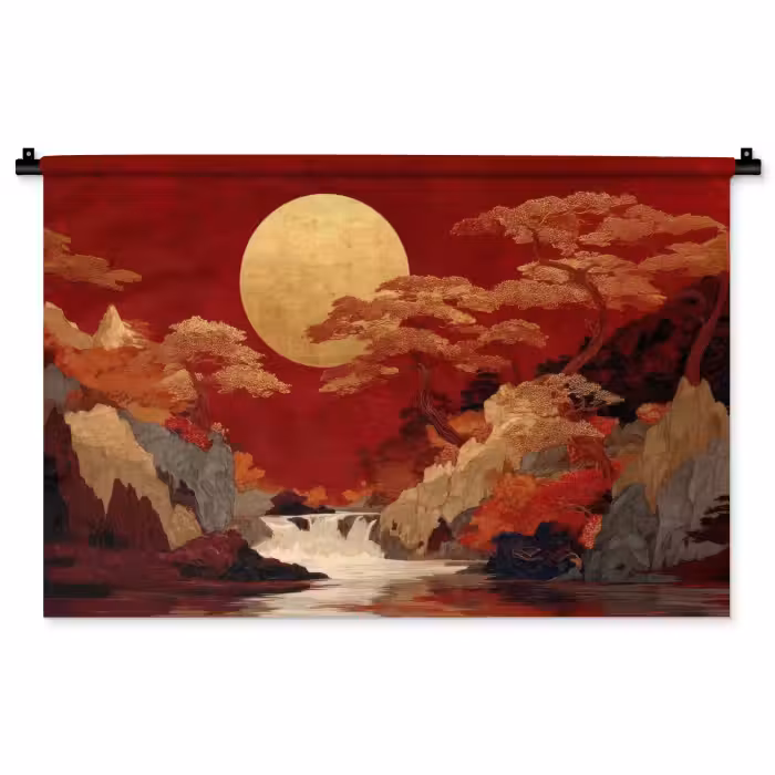 Wandkleed - Volle maan - Landschap - Waterval