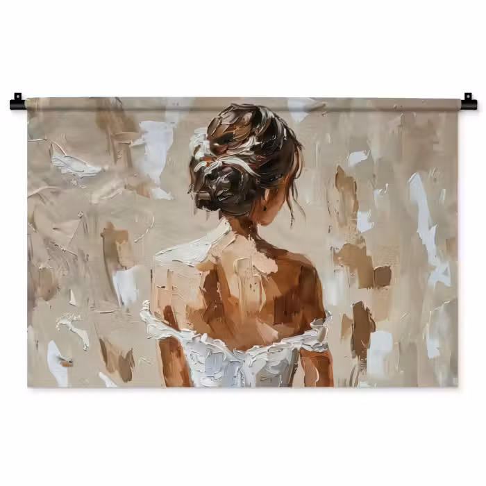 Wandkleed - Vrouw - Verf - Abstract - Beige - Modern